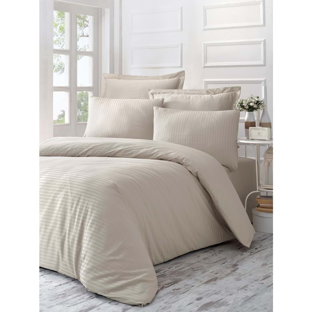 Komfort Home Tek Kişilik Exclusive Deluxe Saten Nevresim Takımı (Ln Beige)