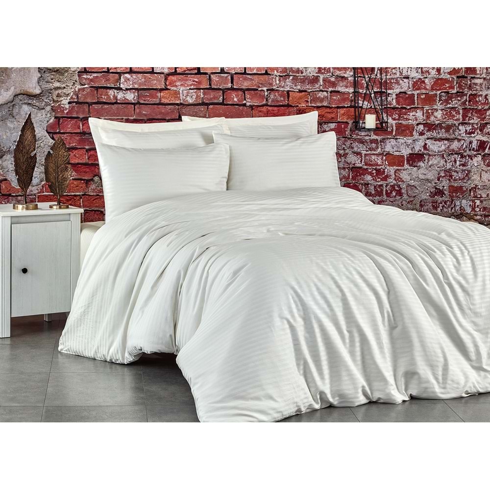 Komfort Home Çift Kişilik Çizgili Pamuk Saten Nevresim Takımı
