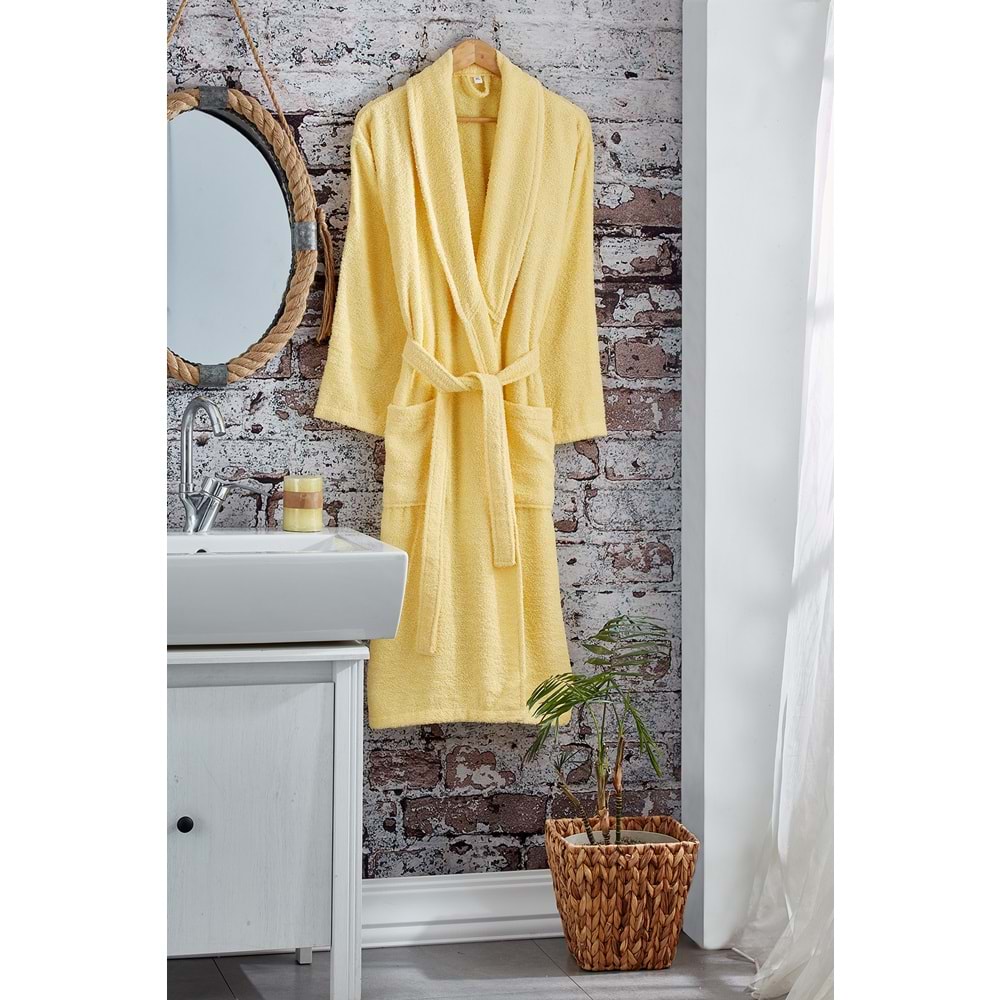 Komfort Home Pamuklu Bornoz - XL Beden - Sarı