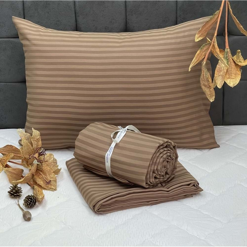 Komfort Home Tek Kişilik Lüx Otel Tipi Kolay Ütülenebilir Polycotton Saten Nevresim Takımı - KAHVERENGİ