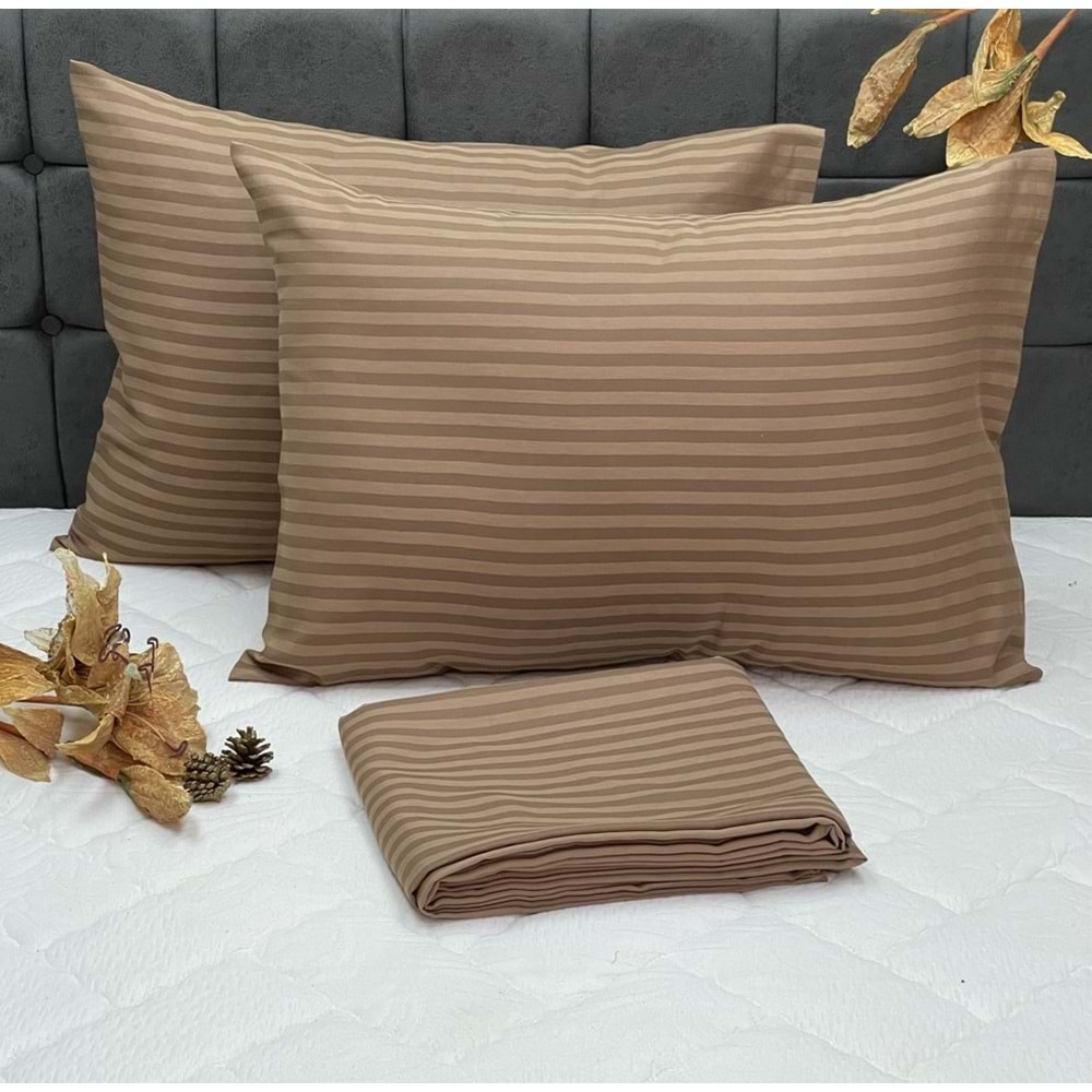 Komfort Home Battal Boy Lüx Otel Tipi Kolay Ütülenebilir Polycotton Saten Nevresim Seti - KAHVERENGİ