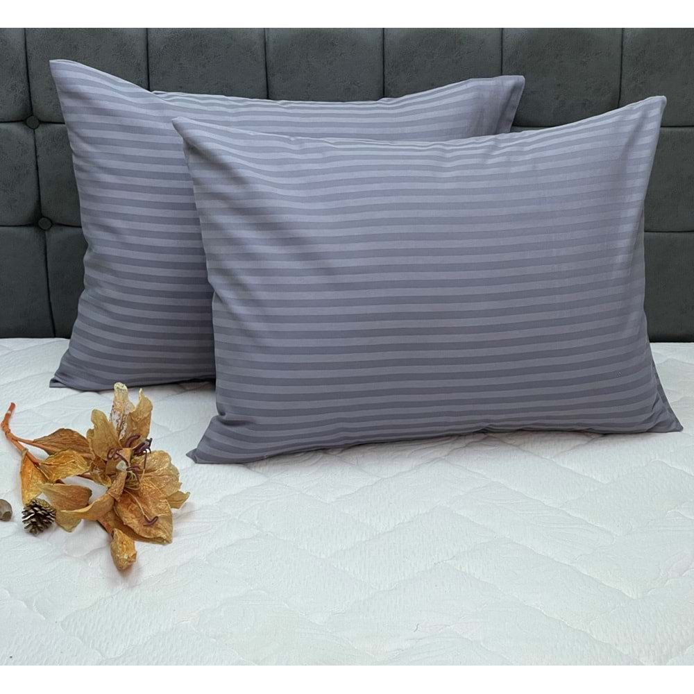 Komfort Home Lüx Otel Tipi Kolay Ütülenebilir Polycotton Saten Yastık Kılıfı 2 Adet - KOYU GRİ
