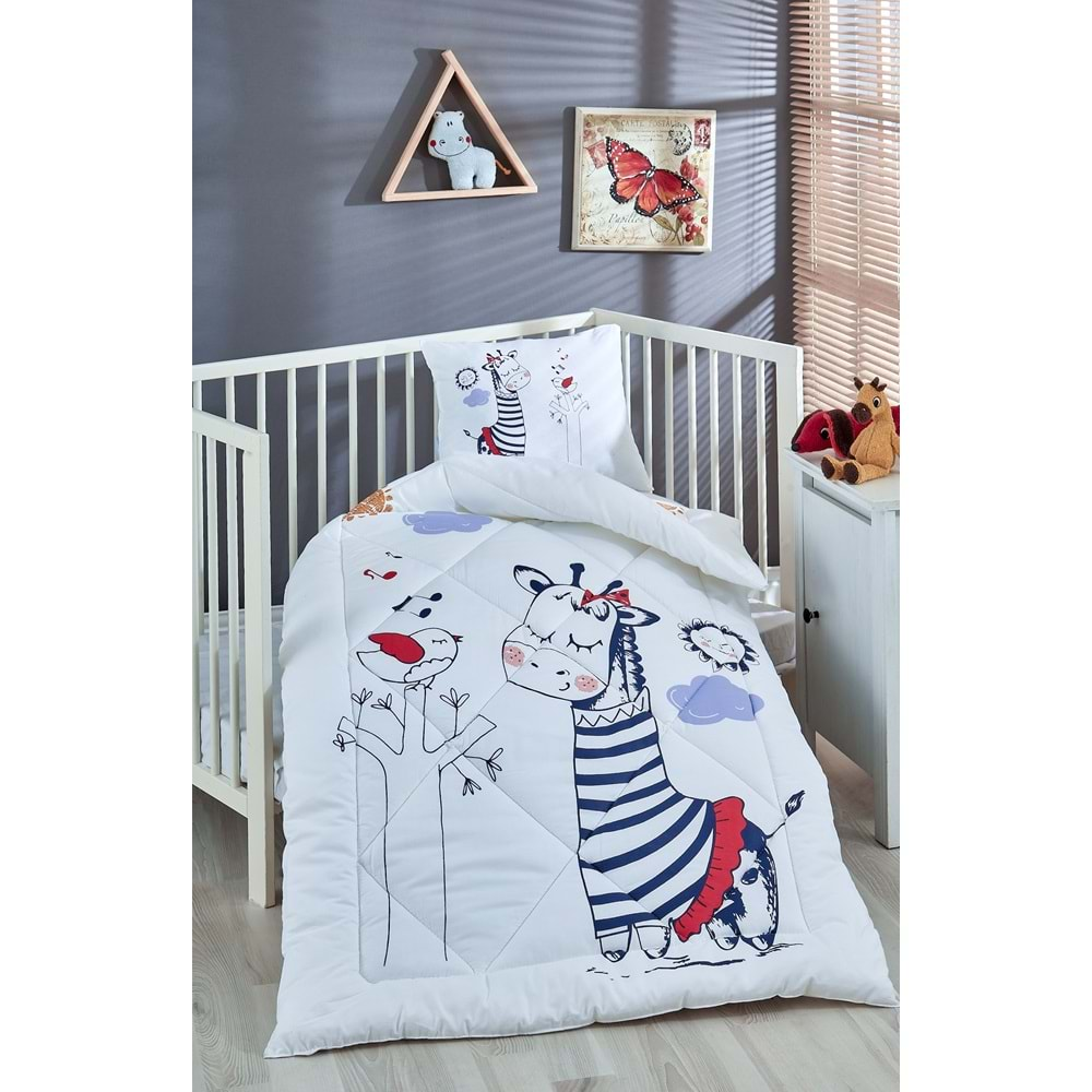 Komfort Home %100 Pamuk Kumaş Bebek Yorgan + Yastık Seti - MELODİ