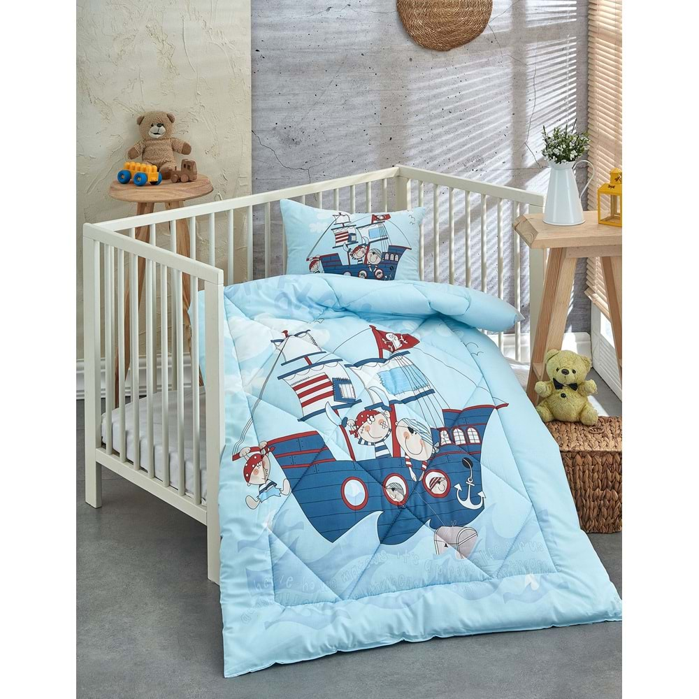 Komfort Home %100 Pamuk Kumaş Bebek Yorgan + Yastık Seti - SHİP