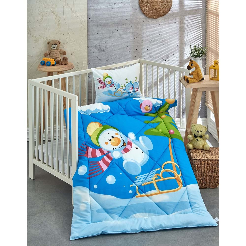 Komfort Home %100 Pamuk Kumaş Bebek Yorgan + Yastık Seti - SOUTH POLE