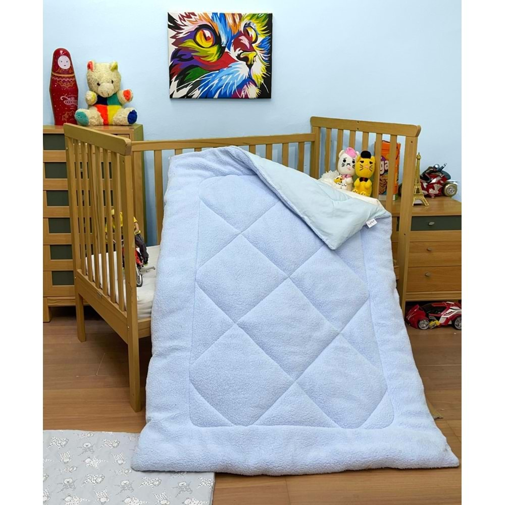 Komfort Home Kuzu Tüyü Welsoft Özel Lüx Yumuşak Bebek Yorganı - MAVİ - 95x145 CM