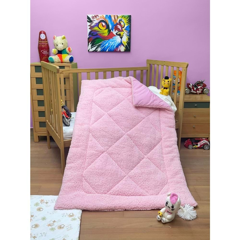 Komfort Home Kuzu Tüyü Welsoft Özel Lüx Yumuşak Bebek Yorganı - PEMBE - 95x145 CM