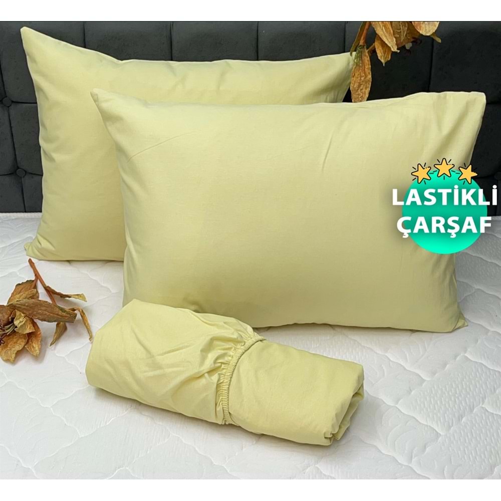 Komfort Home Çift Kişilik İpliği Boyalı Pamuk Kumaş Lastikli Çarşaf Setleri (Yüksekliği 40 Cm) - SARI - 160x200 CM