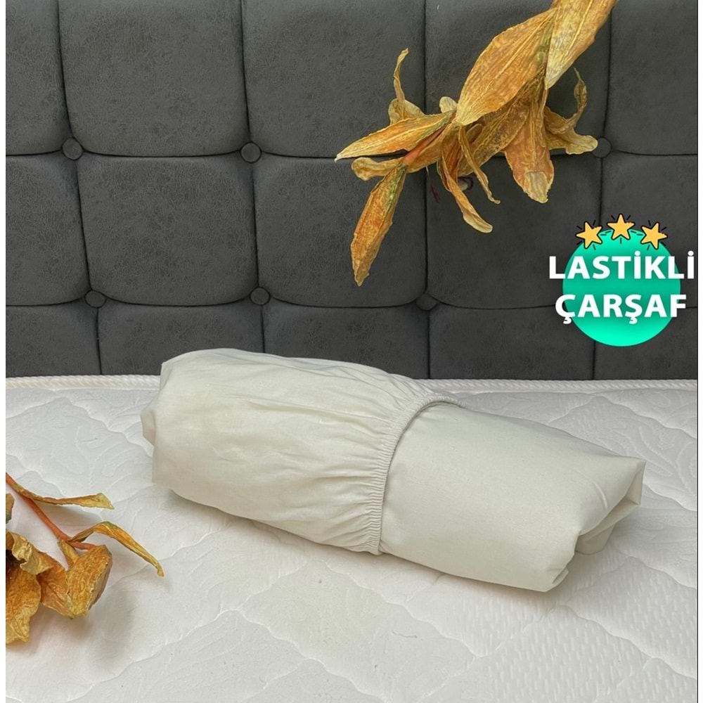 Komfort Home İpliği Boyalı Pamuk Kumaş Lastikli Çarşaflar (Yüksekliği 40 Cm) - Tüm Ebatlar - KIRIK BEYAZ - 100x200 CM