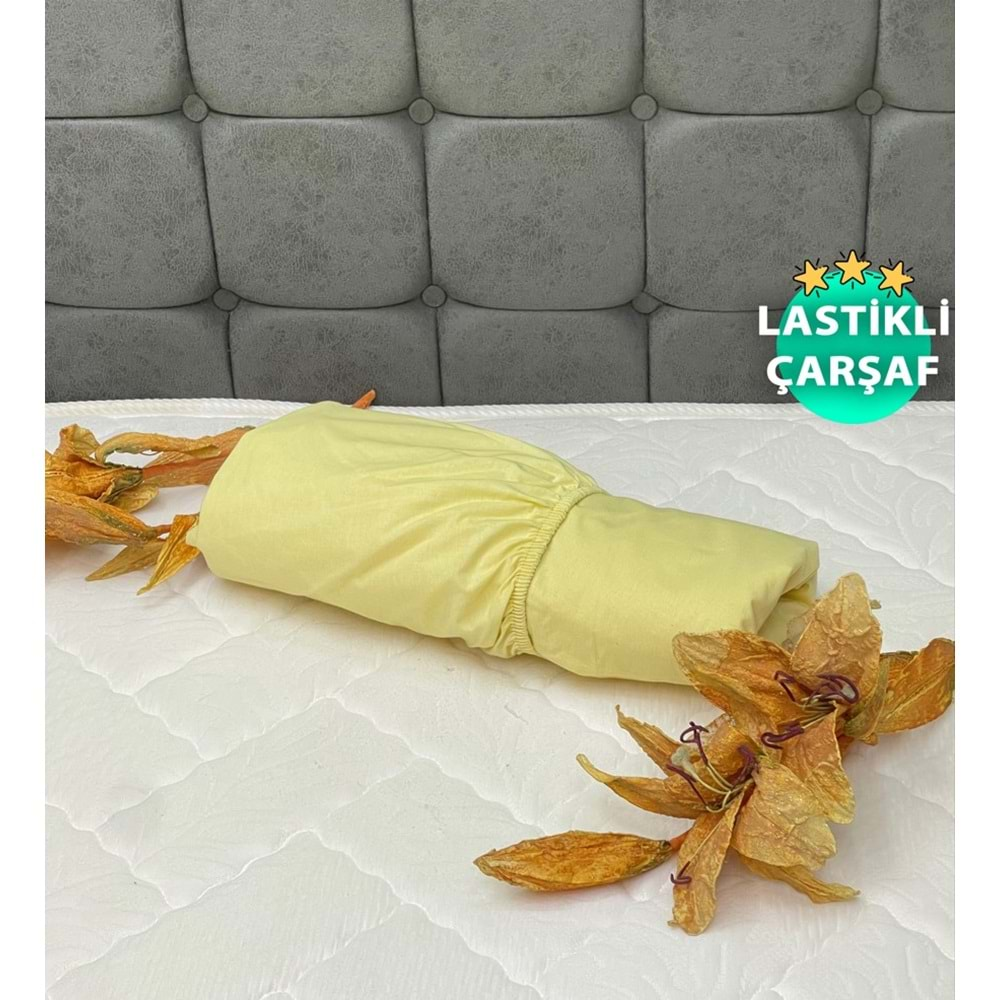 Komfort Home İpliği Boyalı Pamuk Kumaş Lastikli Çarşaflar (Yüksekliği 40 Cm) - Tüm Ebatlar - SARI - 100x200 CM