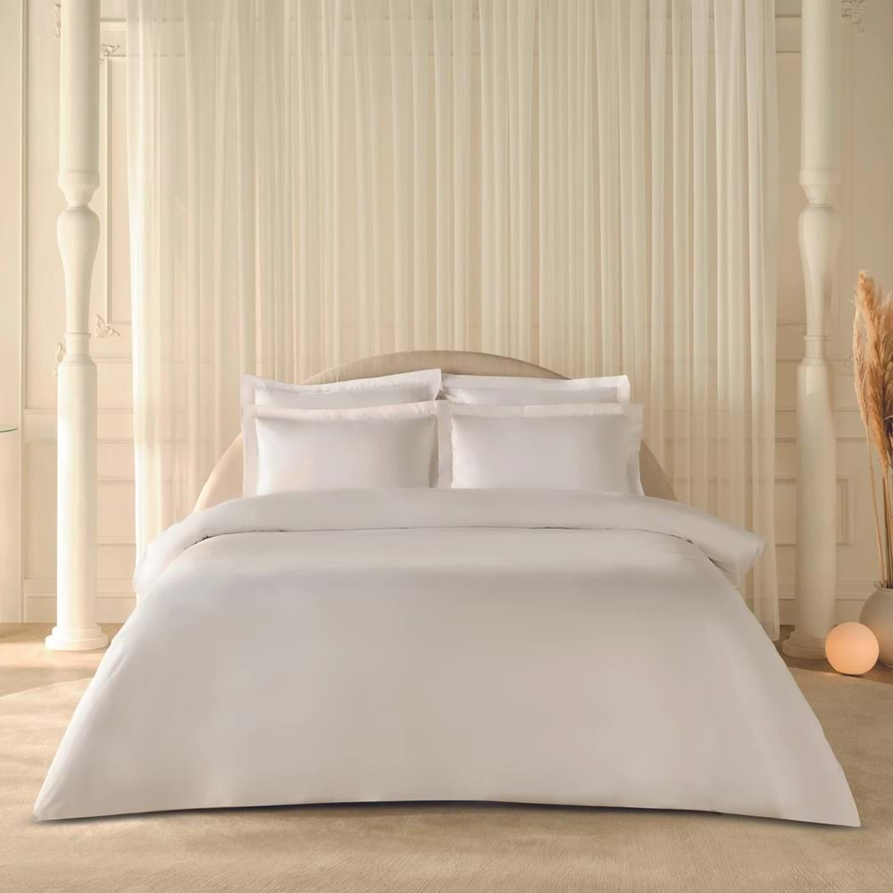 Komfort Home White Collection 120 Tel %100 Pamuk Percale Tek Kişilik Nevresim Takımı - Beyaz