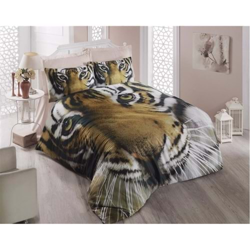 Komfort Home 3D Çift Kişilik Pamuk Saten Nevresim Takımı (Aslan)