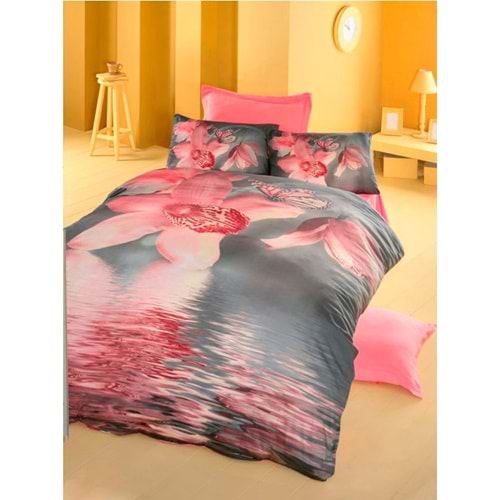 Komfort Home 3D Çift Kişilik Pamuk Saten Nevresim Takımı (Butter Fly)
