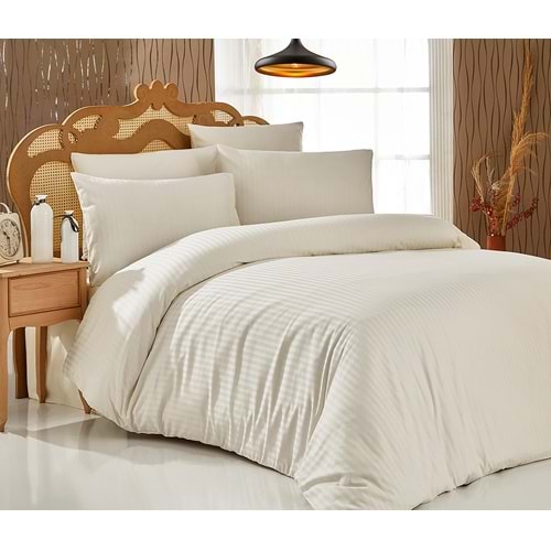 Komfort Home Tek Kişilik Çizgili Pamuk Saten Nevresim Takımı