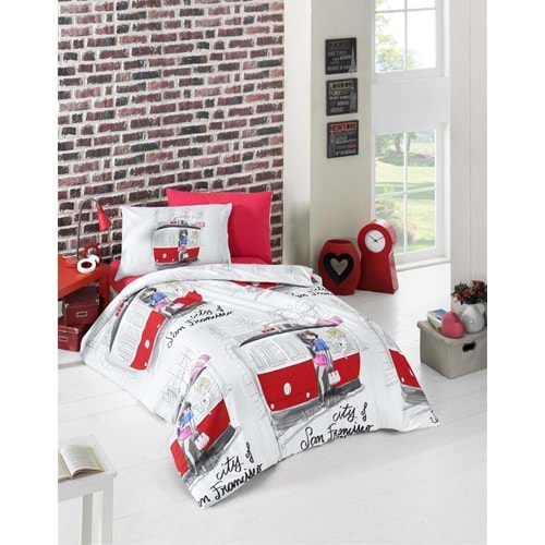 Komfort Home Genç Ranforce Nevresim Takımı (San Fransisco Red)