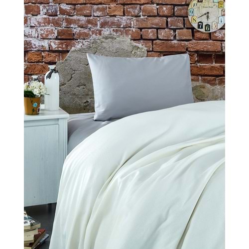 Komfort Home Tek Kişilik Ranforce Pike Takımı / Krem