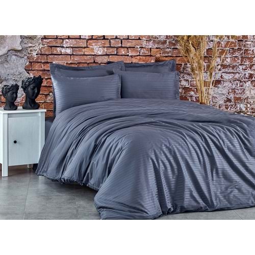 Komfort Home Çift Kişilik Çizgili Pamuk Saten Nevresim Takımı