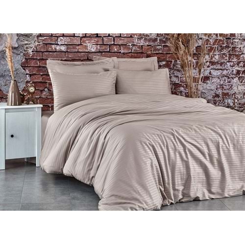 Komfort Home Çift Kişilik Çizgili Pamuk Saten Nevresim Takımı