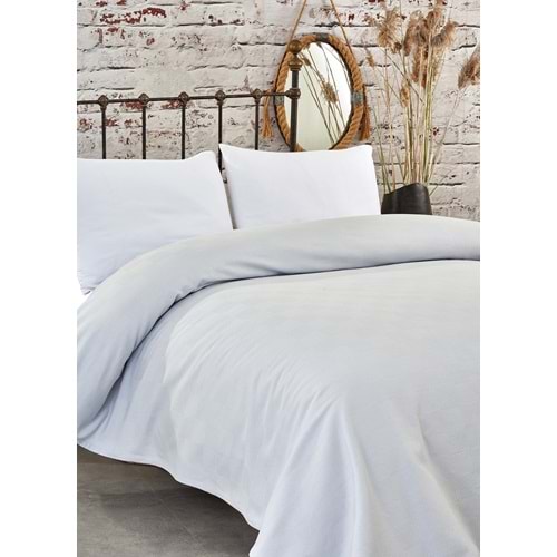 Komfort Home Tek Kişilik Dama Desen %100 Pamuk Pike / Açık Gri