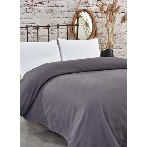Komfort Home Çift Kişilik Dama Desen %100 Pamuk Pike / Antrasit