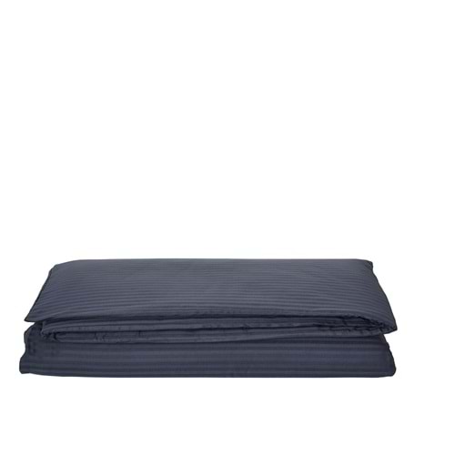 Komfort Home Tek Kişilik Çizgili Pamuk Saten Nevresim / Antrasit