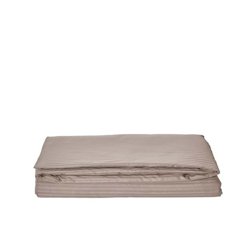 Komfort Home Tek Kişilik Çizgili Pamuk Saten Nevresim / Sütlü Kahve