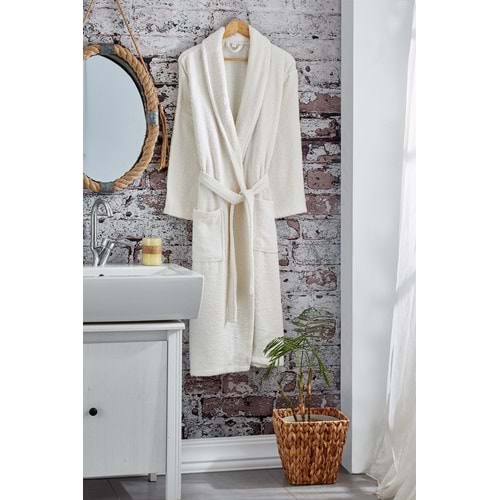 Komfort Home Pamuklu Bornoz - M Beden - Ekru