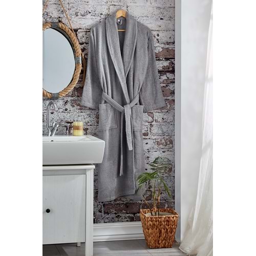 Komfort Home Pamuklu Bornoz - XL Beden - Gri