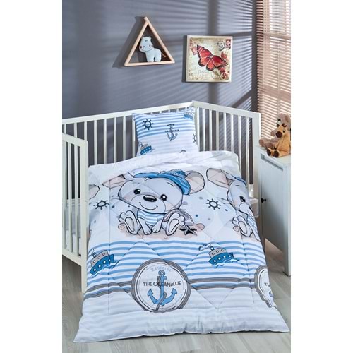 Komfort Home Baskılı %100 Pamuklu Silikon Elyaf Bebek Yorganı+Yastık