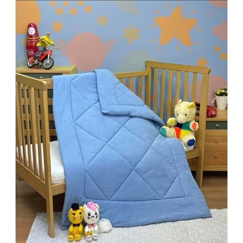 Komfort Home Penye Soft Yumuşak Bebek Yorganı - Mavi - 95x145 CM