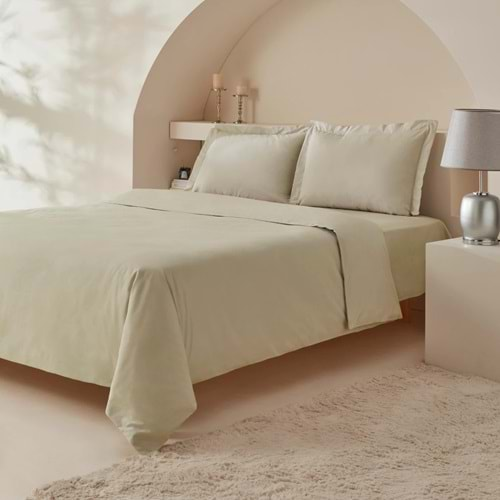 Komfort Home White Collection 120 Tel %100 Pamuk Percale Çift Kişilik Nevresim Takımı - Bej