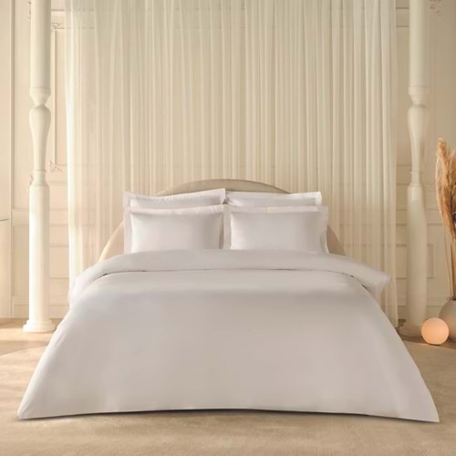 Komfort Home White Collection 120 Tel %100 Pamuk Percale Çift Kişilik Nevresim Takımı - Beyaz