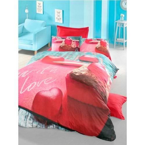 Komfort Home 3D Çift Kişilik Pamuk Saten Nevresim Takımı (Candy)