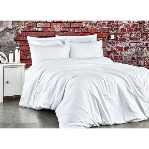Komfort Home Çift Kişilik Çizgili Pamuk Saten Nevresim Takımı