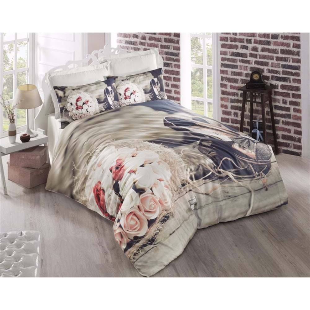 Komfort Home 3D Çift Kişilik Pamuk Saten Nevresim Takımı (Store)