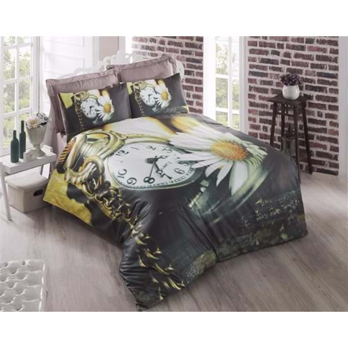 Komfort Home 3D Çift Kişilik Pamuk Saten Nevresim Takımı (Time)