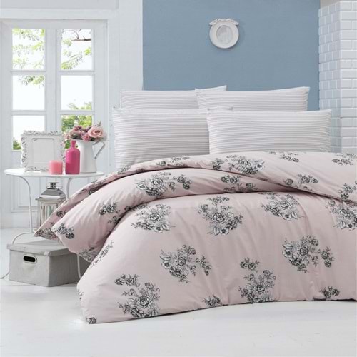 Komfort Home Çift Kişilik Ranforce Nevresim Takımı (Bouquet Grey)