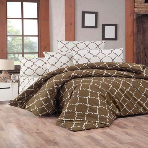 Komfort Home Çift Kişilik Ranforce Nevresim Takımı (Symbol Brown)