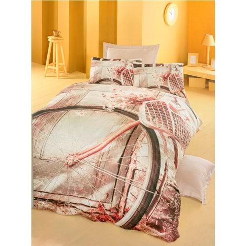 Komfort Home 3D Tek Kişilik Pamuk Saten Nevresim Takımı (Love St)