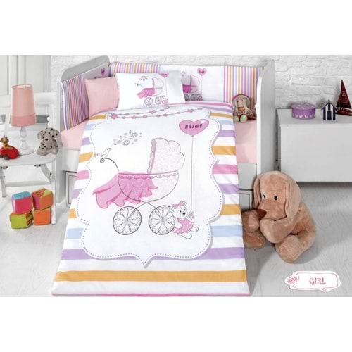 Komfort Home Bebek Uyku Seti 8 Parça Ranforce %100 Pamuk /Girl
