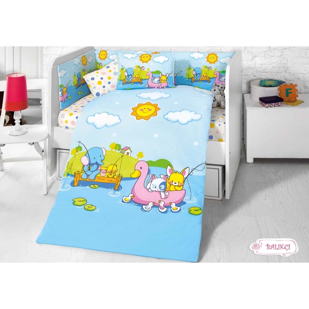 Komfort Home Bebek Uyku Seti 8 Parça Ranforce %100 Pamuk /Balıkçı