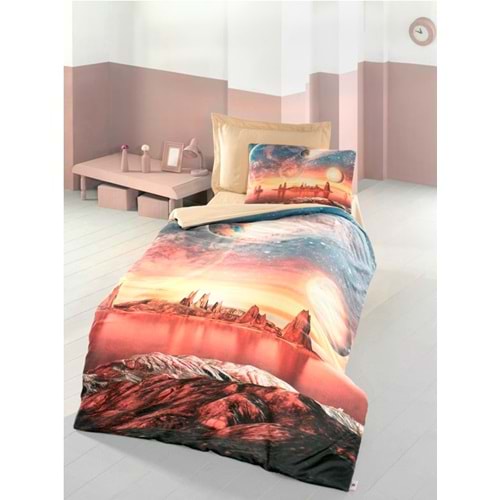 Komfort Home 3D Tek Kişilik Pamuk Saten Nevresim Takımı / Space