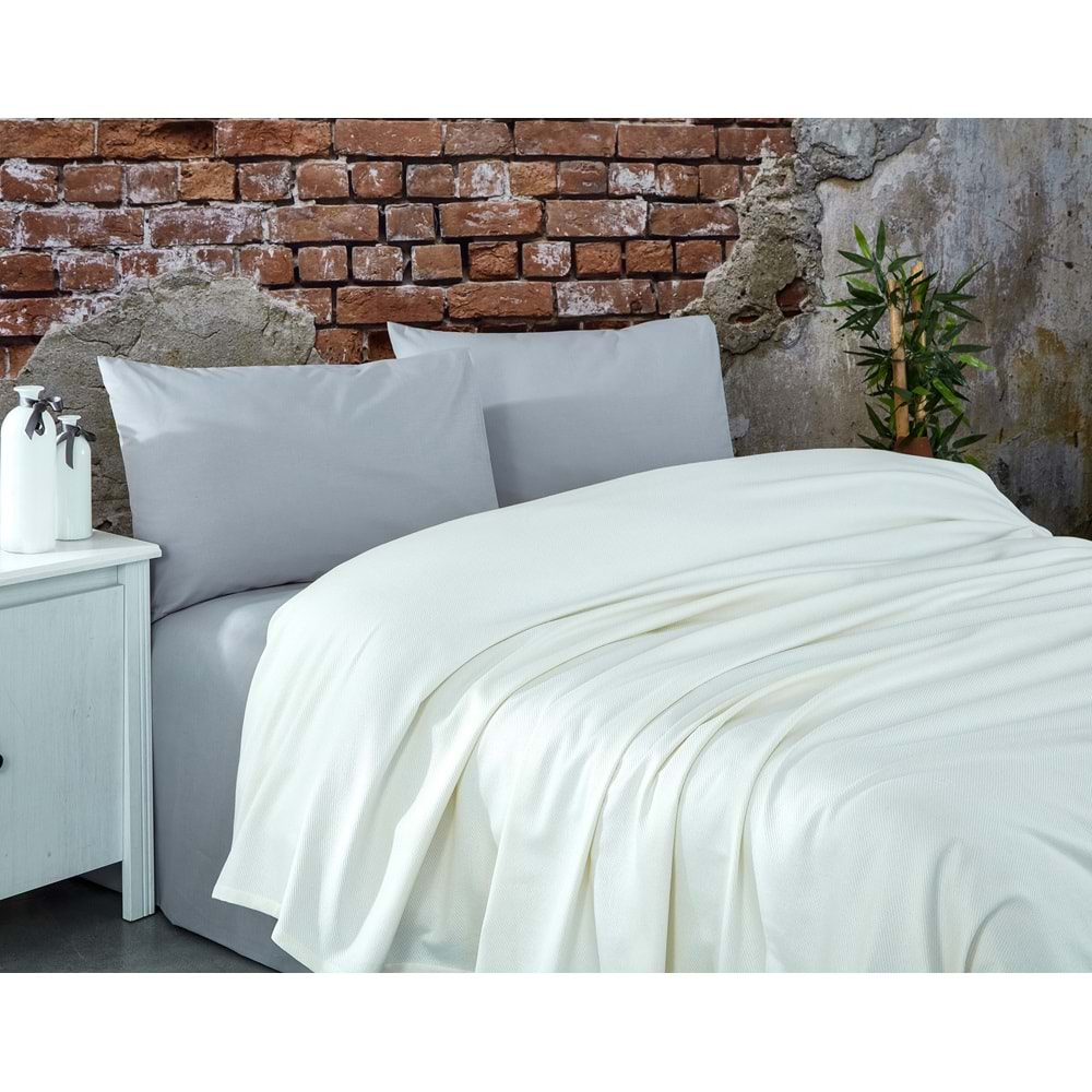 Komfort Home Çift Kişilik Ranforce Pike Takımı / Krem