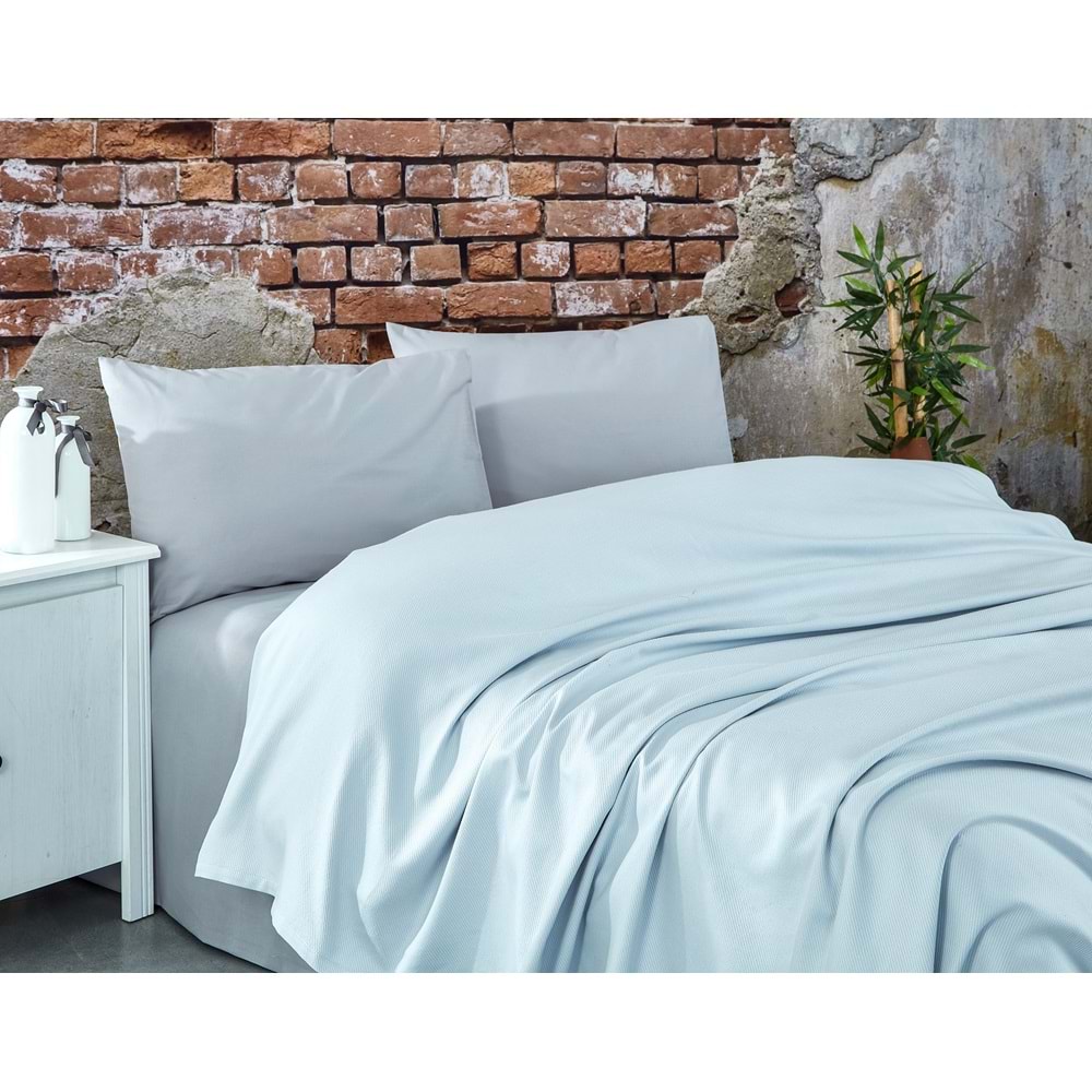 Komfort Home Çift Kişilik Ranforce Pike Takımı / Açık Gri
