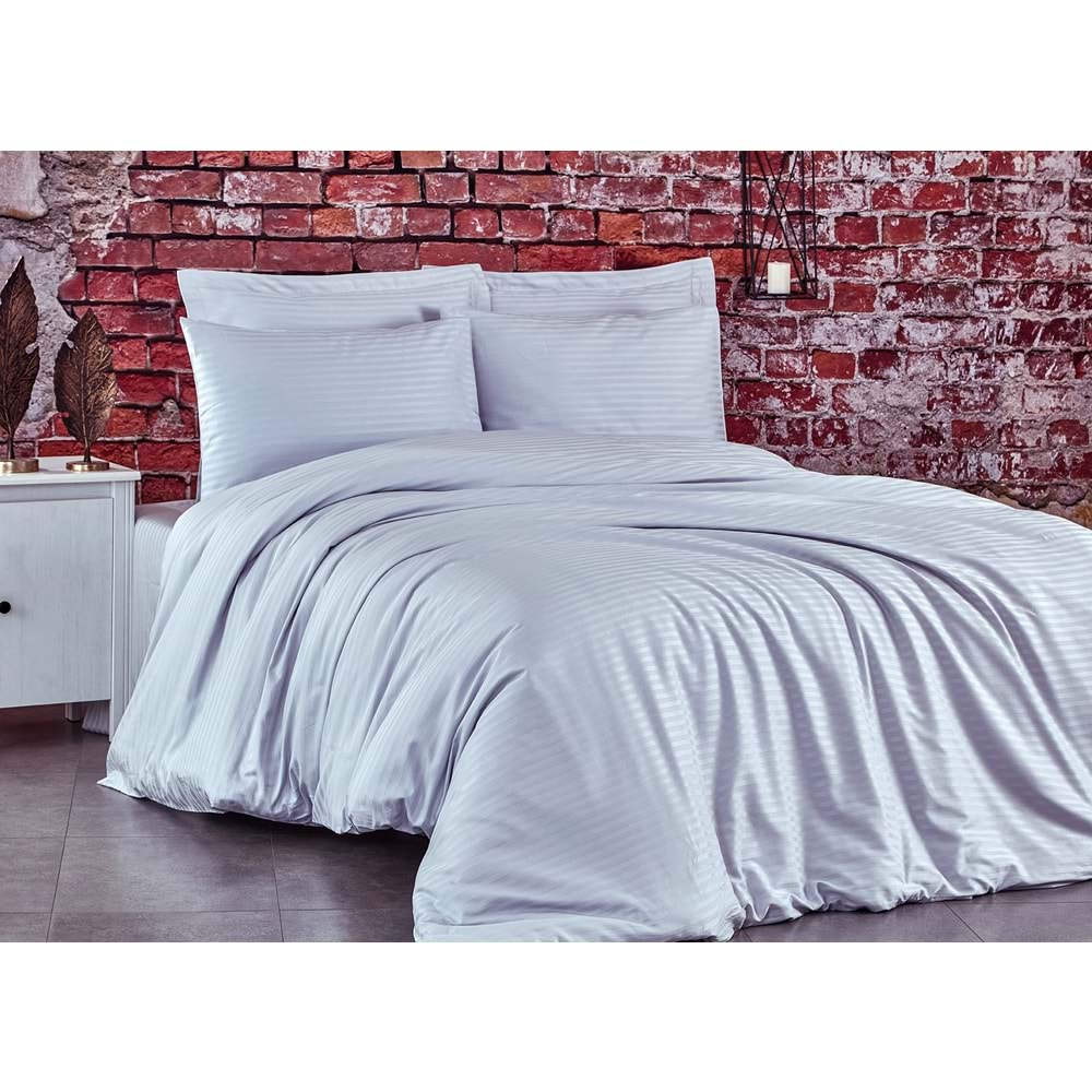 Komfort Home Tek Kişilik Çizgili Pamuk Saten Nevresim Takımı