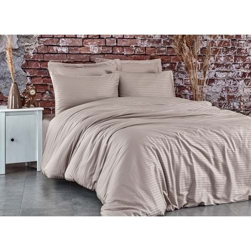 Komfort Home Tek Kişilik Çizgili Pamuk Saten Nevresim Takımı