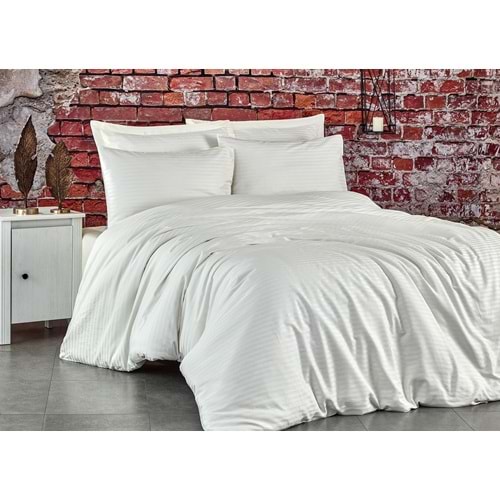 Komfort Home Çift Kişilik Çizgili Pamuk Saten Nevresim Takımı