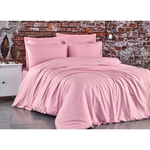 Komfort Home Çift Kişilik Çizgili Pamuk Saten Nevresim Takımı
