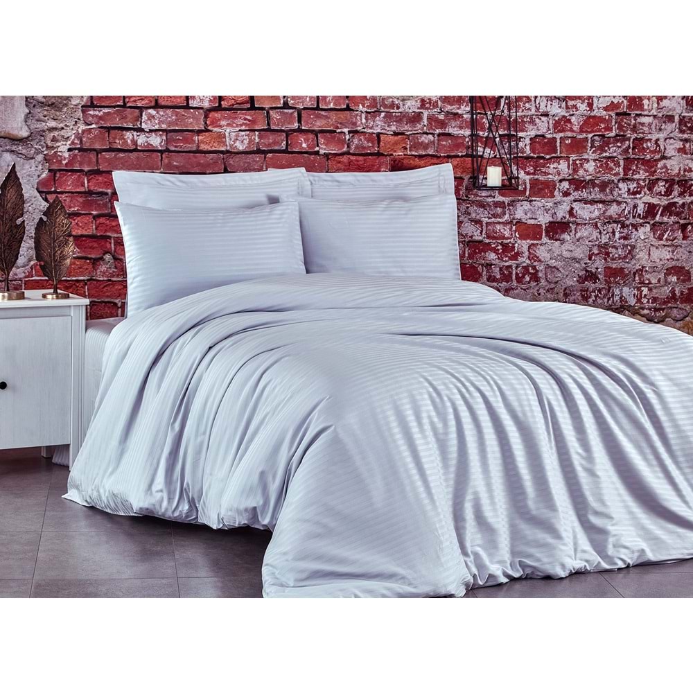 Komfort Home Battal Boy Çizgili Pamuk Saten Nevresim Takımı