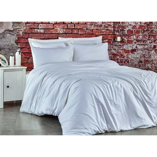 Komfort Home Battal Boy Çizgili Pamuk Saten Nevresim Takımı